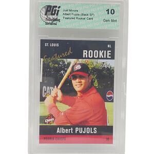 2004 Just Minors Albert Pujols Featured Rookie Black SP PGI 10 Gem Mint Card